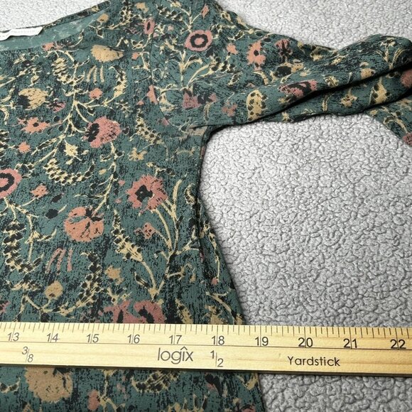Peruvian Connection Dress Womens S Green Floral Long Sleeve Pima Cotton Modal - Picture 9 of 15